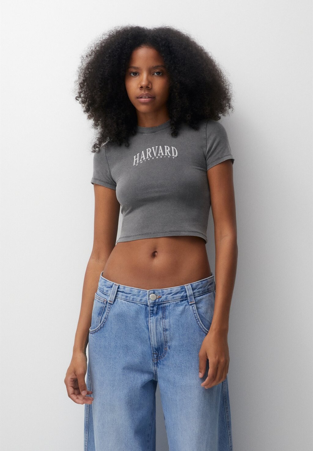 

Футболка с принтом Harvard PULL&BEAR, цвет grey