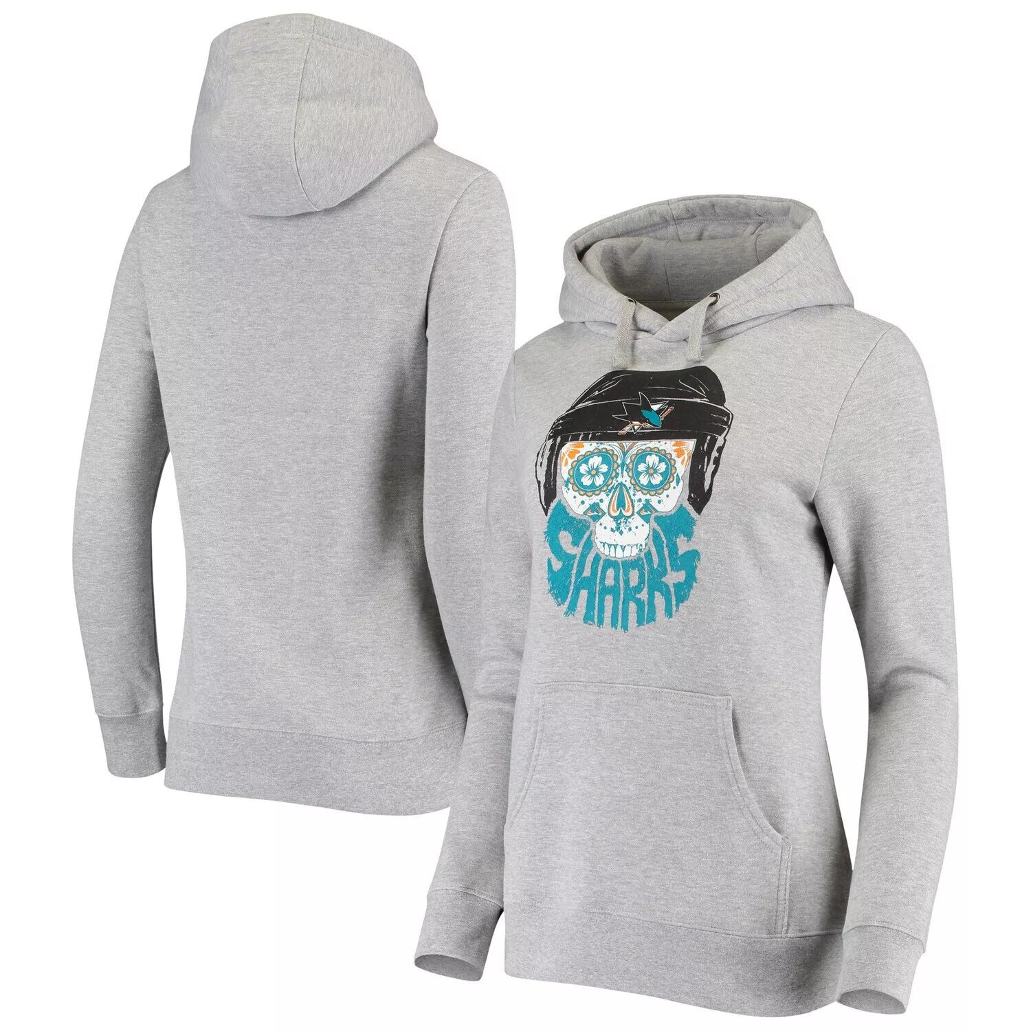 

Женский пуловер с капюшоном Fanatics серого цвета с логотипом San Jose Sharks и черепом и бородой Fanatics