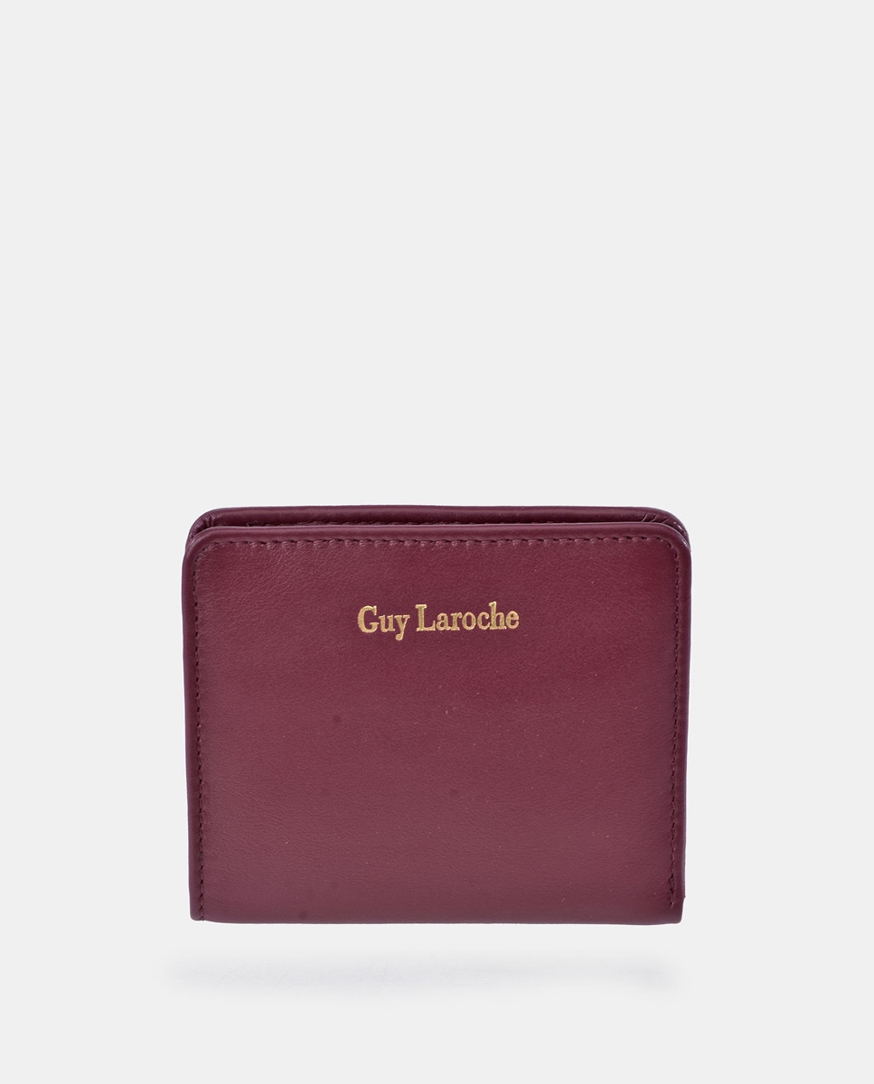 Кожаный кошелек бордового цвета с застежкой-кнопкой Guy Laroche, бордо