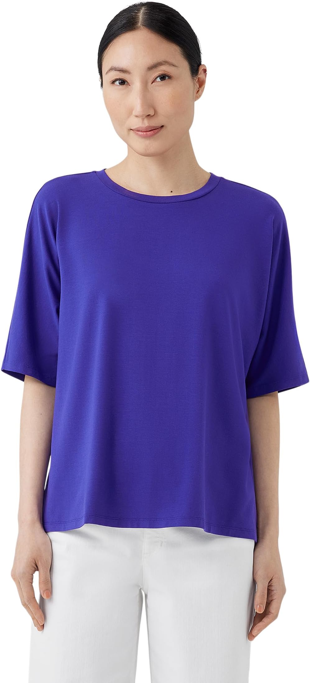 

Свободная футболка с круглым вырезом Eileen Fisher, цвет Blue Violet