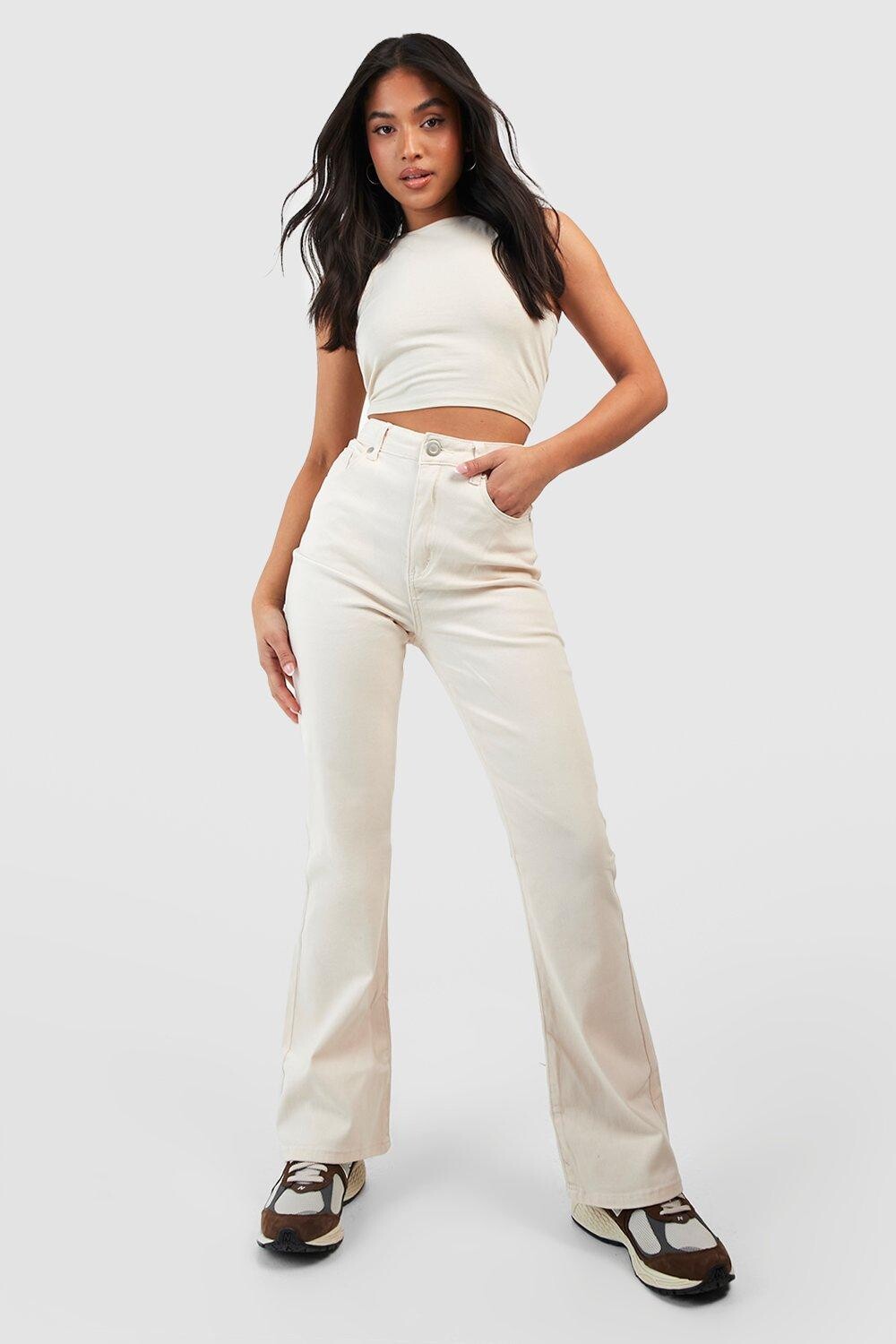 

Джинсы с высокой посадкой 30 футов экрю Boohoo, экру