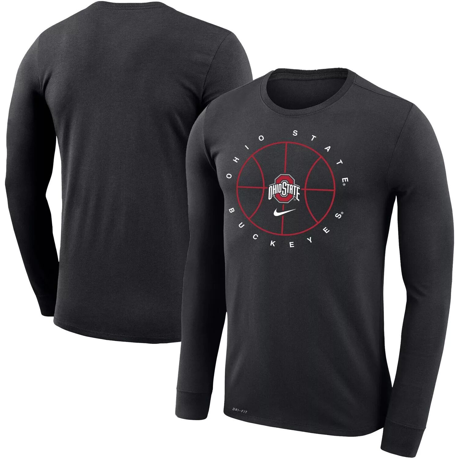 

Мужская черная футболка с длинным рукавом Ohio State Buckeyes Basketball Icon Legend Performance Nike, Черный