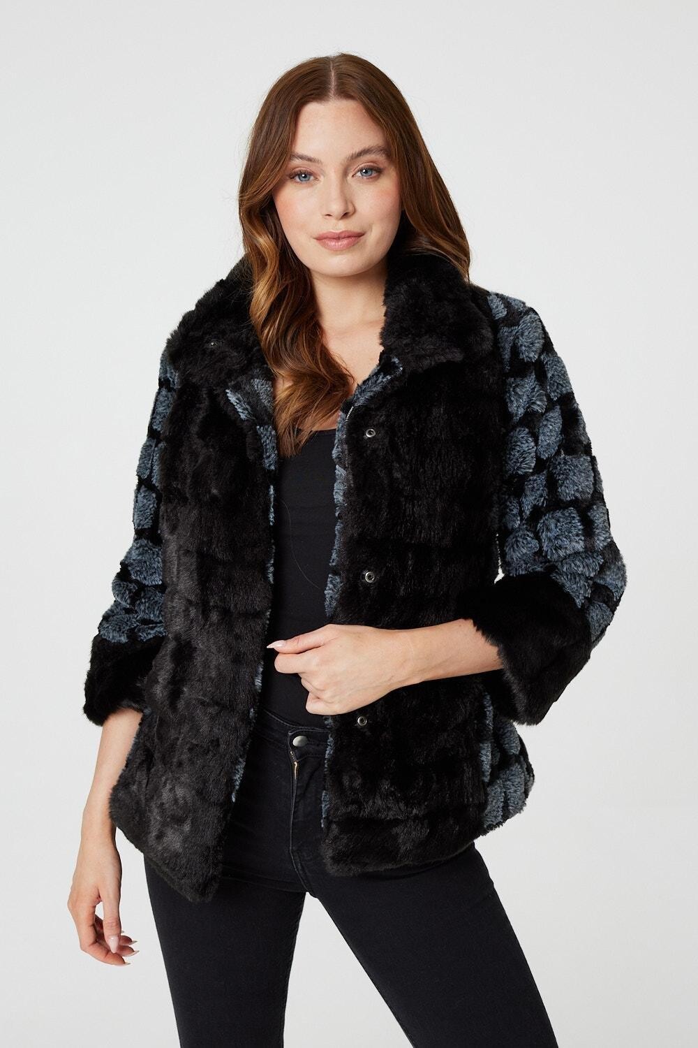 

Укороченная куртка из искусственного меха с рукавами 3/4 Izabel London, черный