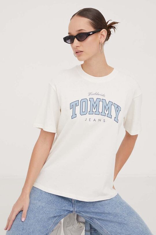 

Хлопковая футболка Tommy Jeans, бежевый