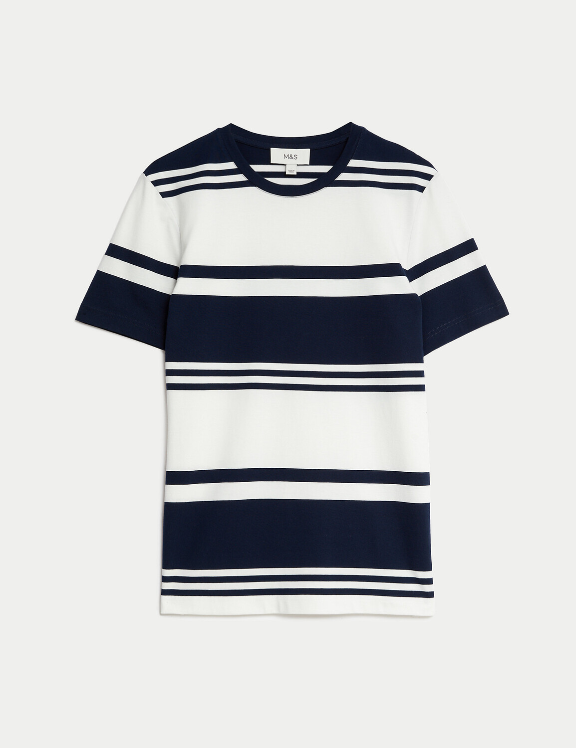 

Полосатая футболка из чистого хлопка Marks & Spencer, экрю