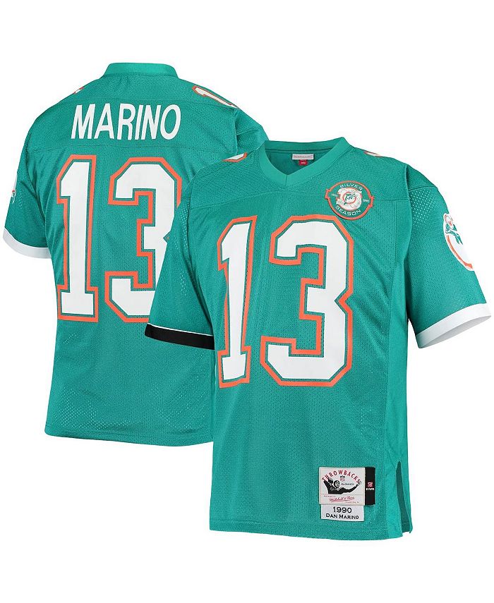 

Мужская футболка Dan Marino Aqua Miami Dolphins 1990 Authentic Throwback для игрока в отставке Mitchell & Ness, синий