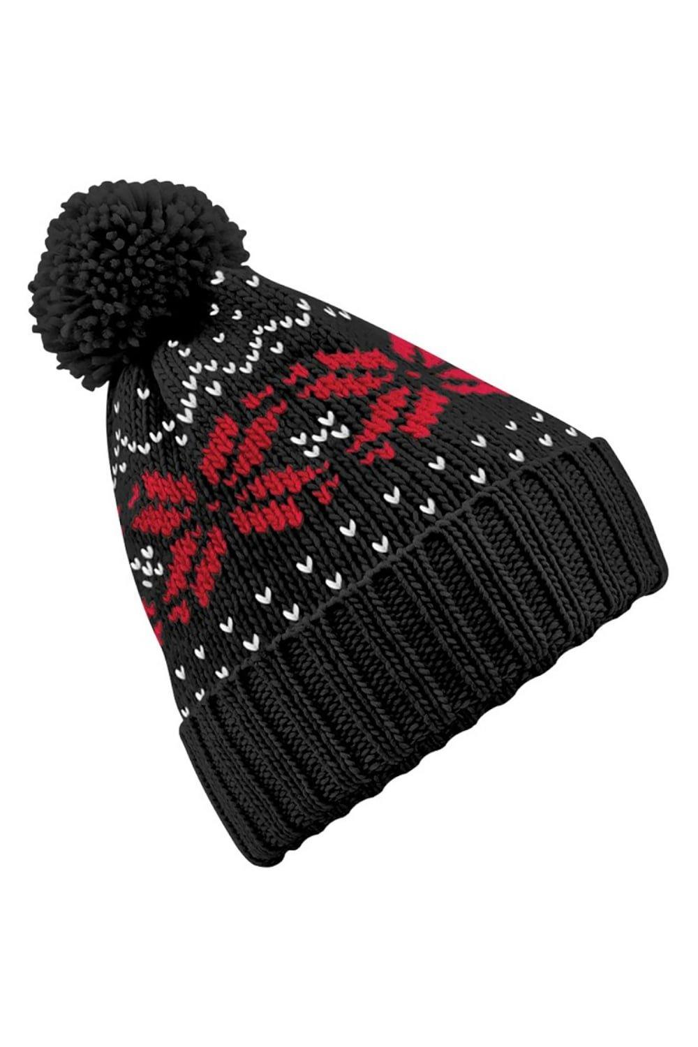 Зимняя шапка-бини Fair Isle Snowstar Beechfield, черный