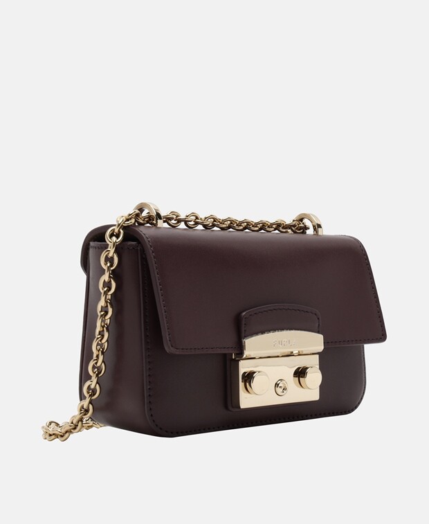 

Кожаная сумка через плечо Furla, темно коричневый