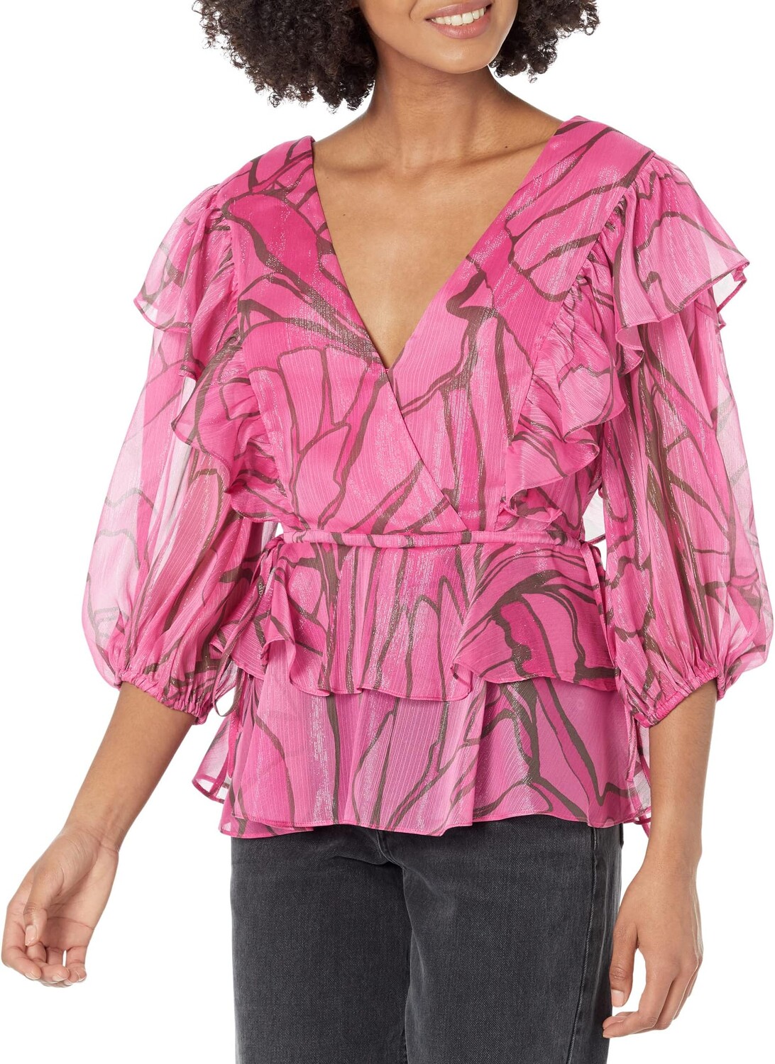 

Топ Jasmyna с воротником и завязкой на талии Ted Baker, цвет Bright Pink