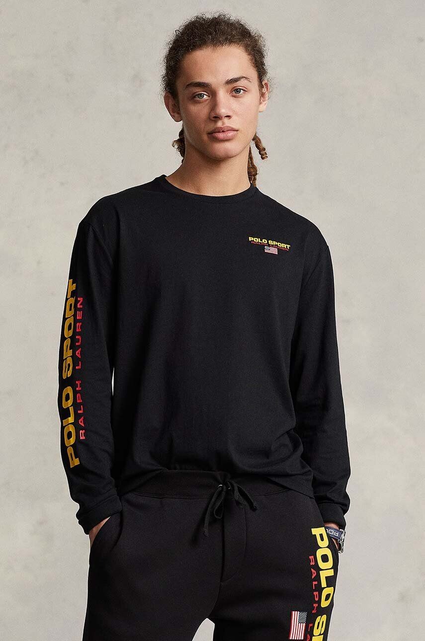 

Хлопковый топ Polo Ralph Lauren с длинными рукавами, черный