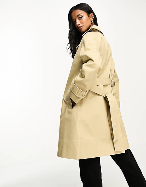 

Светло-коричневый тренч миди ASOS DESIGN Petite