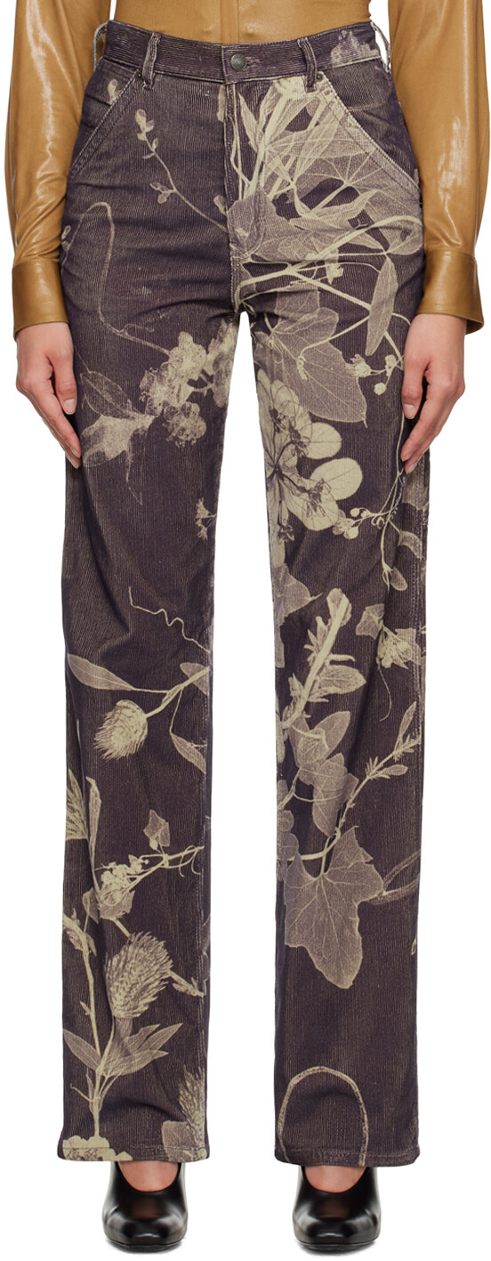 

Фиолетовые брюки с прессованным цветком Dries Van Noten, Фиолетовый