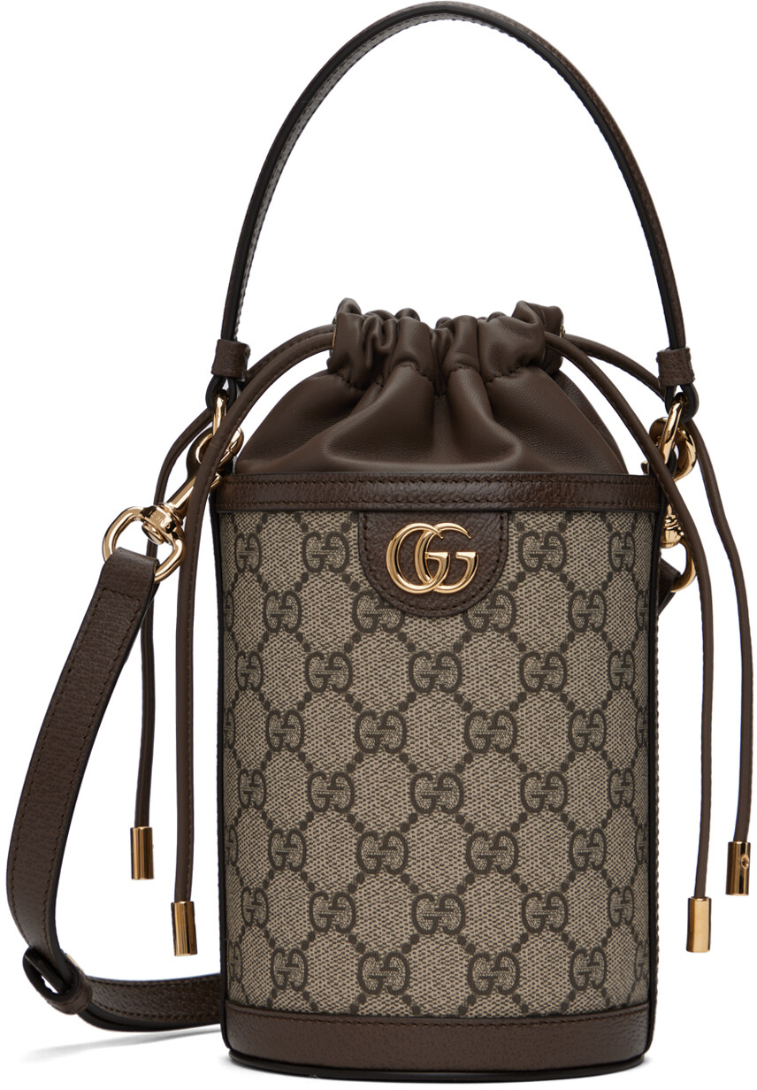 

Бежевая мини-сумка-мешок Ophidia Gucci