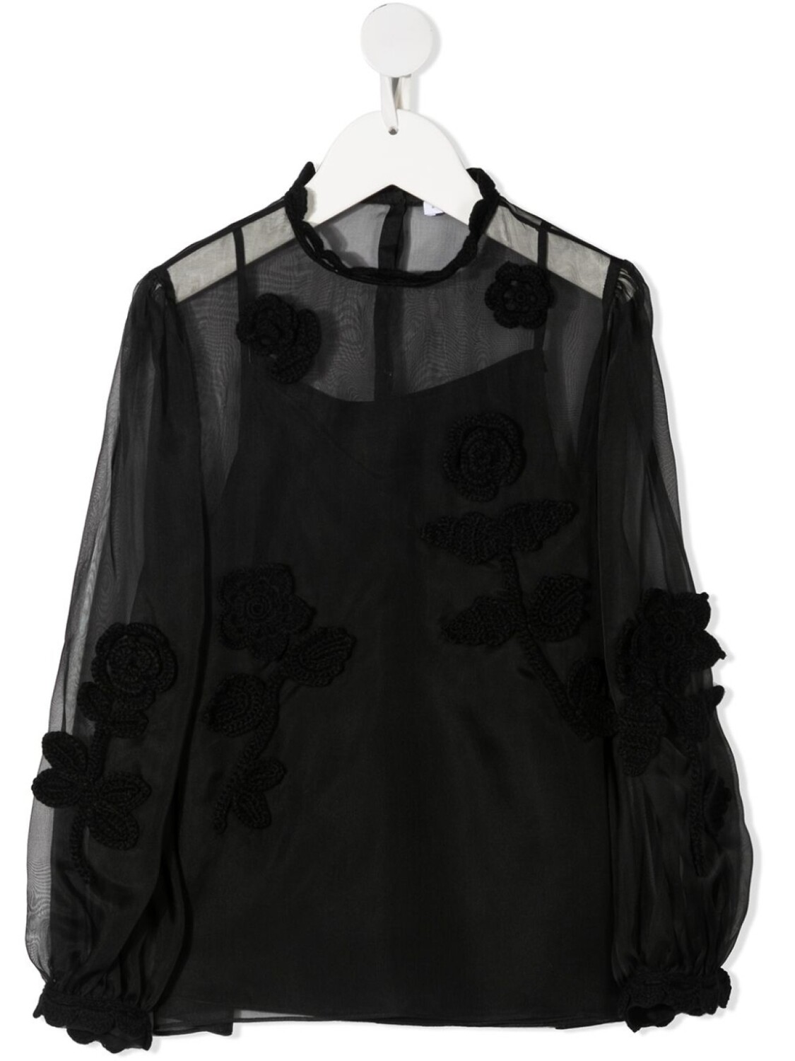 

Dolce & Gabbana Kids прозрачная блузка с вышивкой, черный