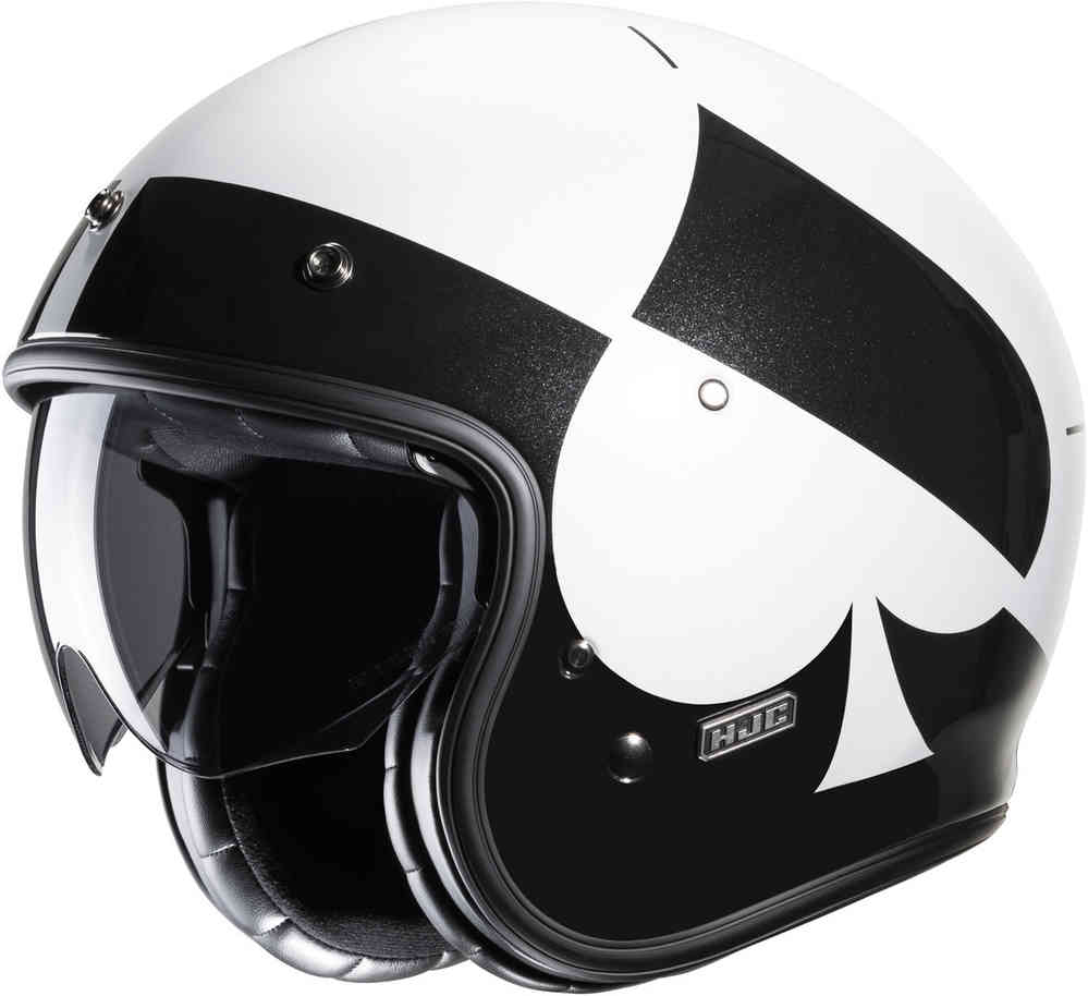 V31 Куз Ретро Реактивный Шлем HJC, черно-белый женский мотоциклетный шлем в стиле ретро полушлем с выдвижным градиентным солнцезащитным козырьком и маской локомотивами