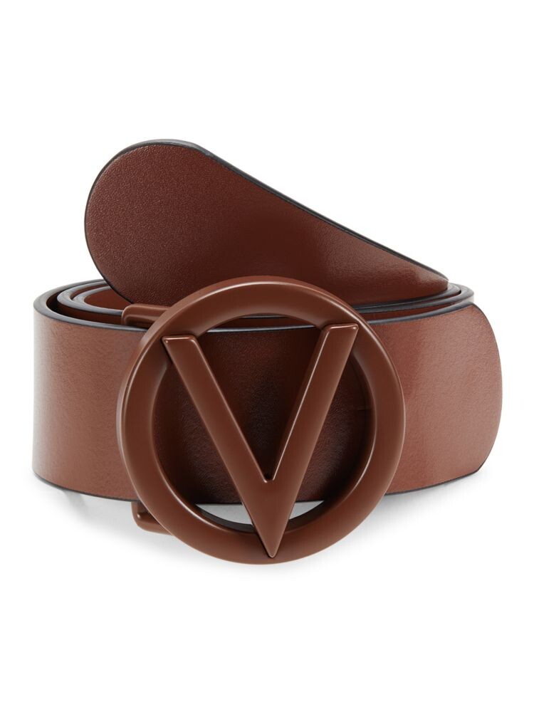 

Кожаный ремень с логотипом Mario Valentino, цвет Carob