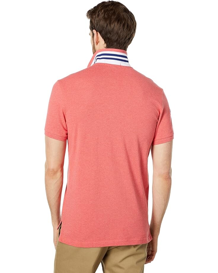 

Поло U.S. POLO ASSN. Slim Fit Big Horse Polo with Stripe Collar, цвет Coral Shell Heather