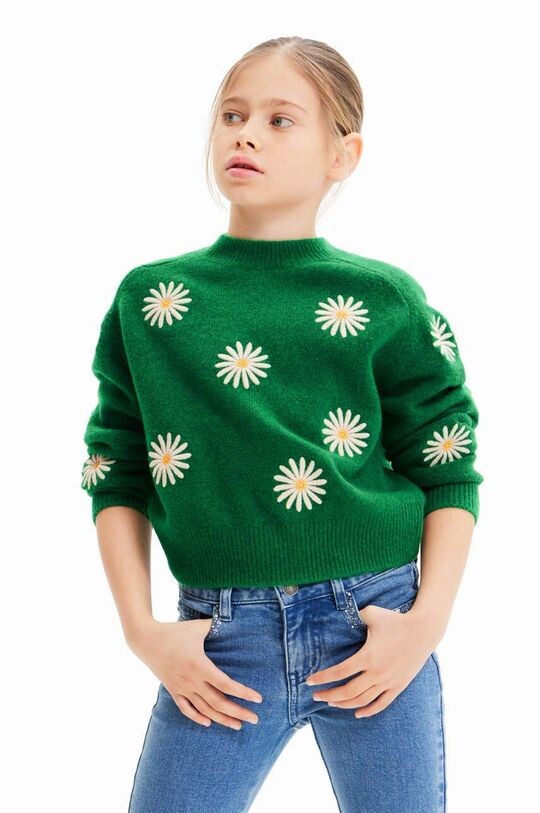 

Детский свитер из смесовой шерсти Desigual, зеленый