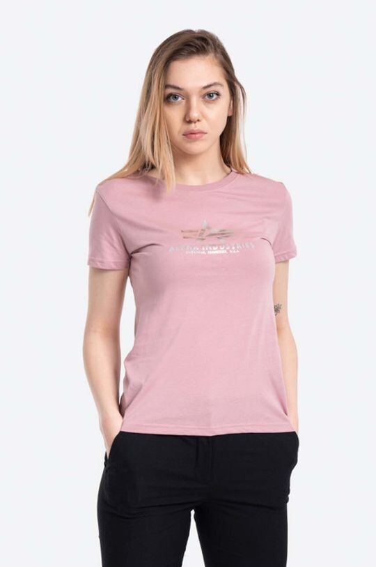 

Хлопковая футболка New Basic T с принтом фольги Alpha Industries, розовый