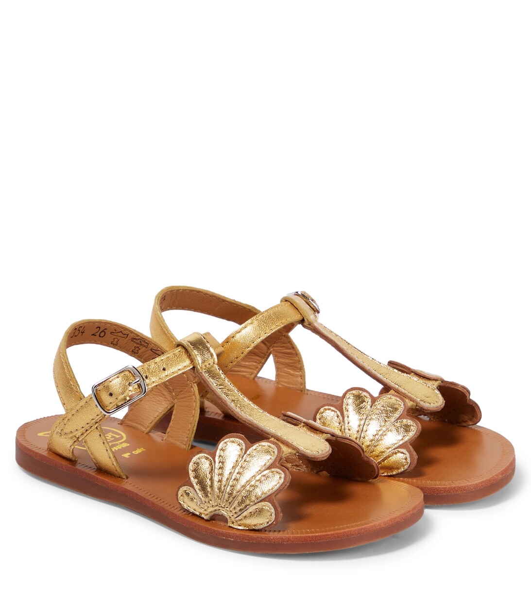 

Кожаные сандалии Plagette Bloom Pom d'Api, золотой