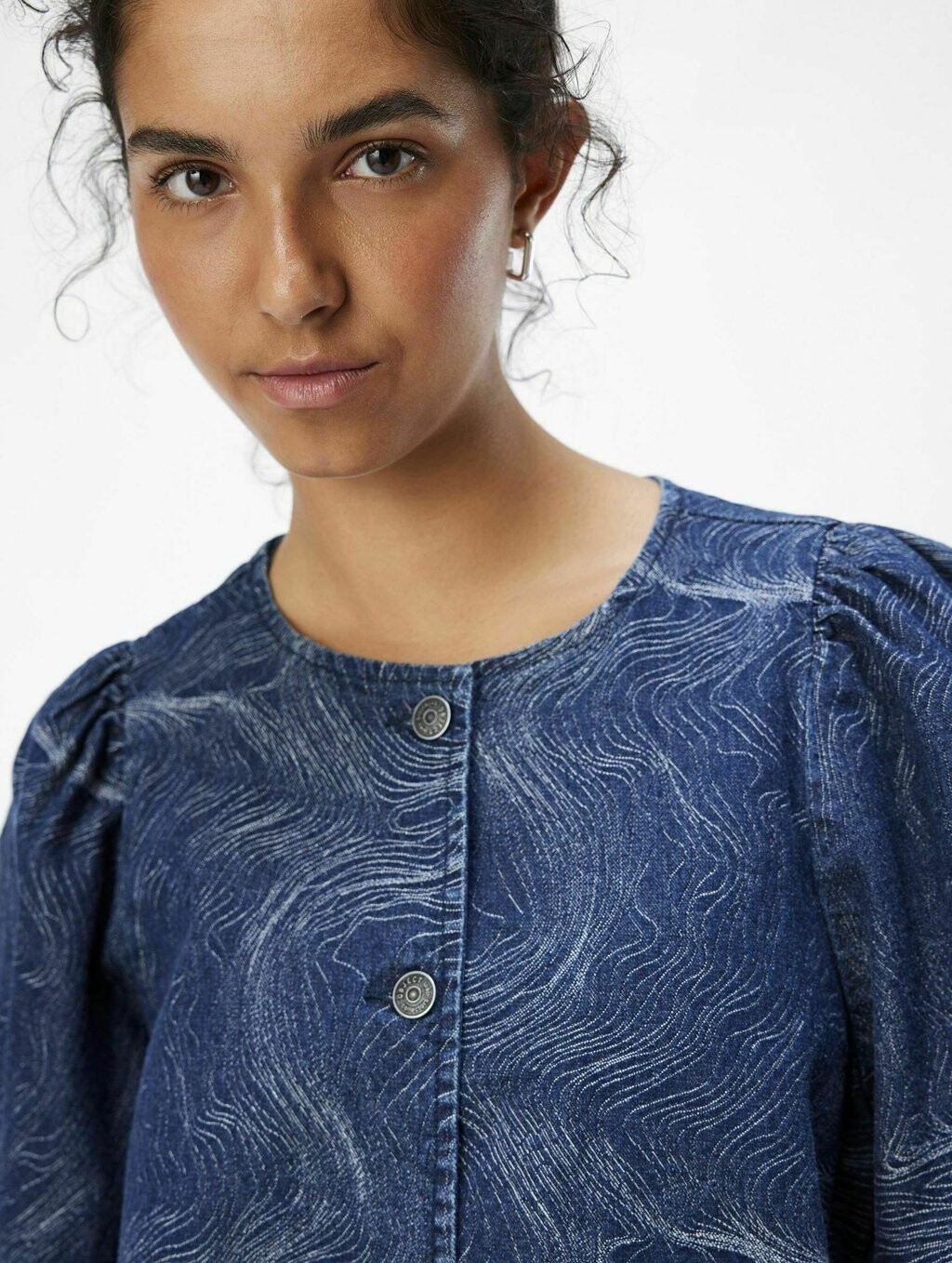 

Блузка на пуговицах JEANSHEMD PRINT Object, темно-синий деним