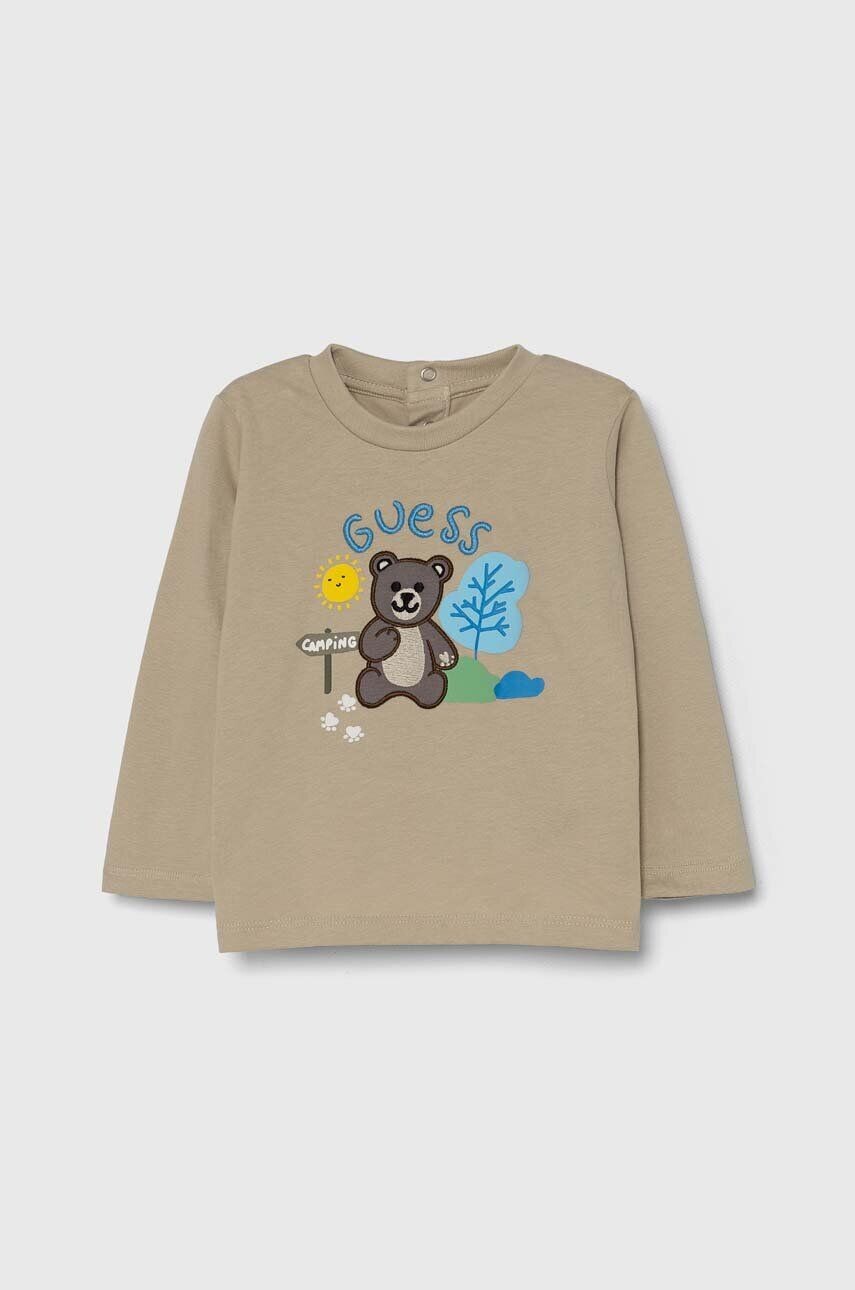 

Лонгслив Guess из хлопка ноэнати, бежевый