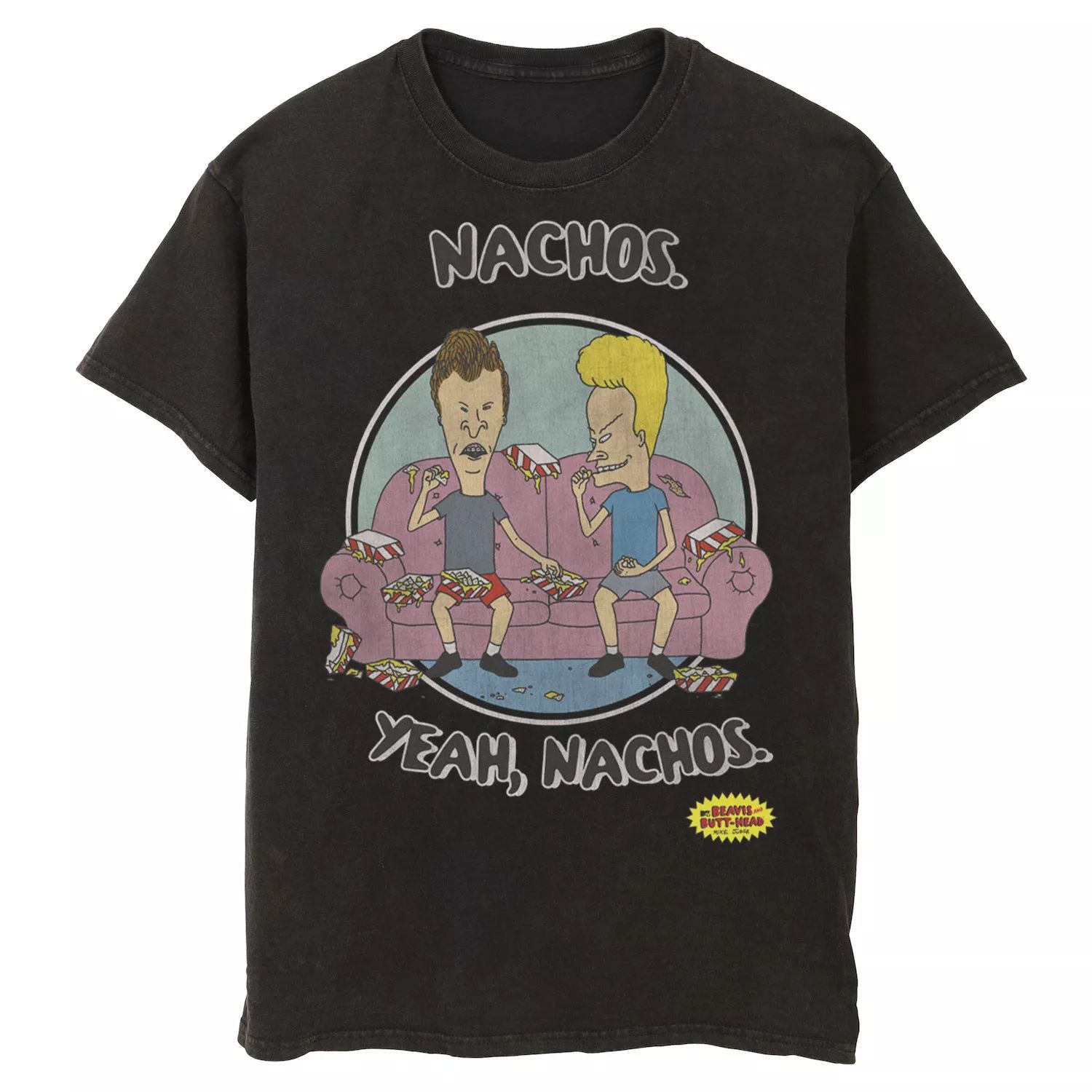 Мужская футболка с портретом Бивис и Баттхед Nachos Yeah Nachos Licensed Character, черный