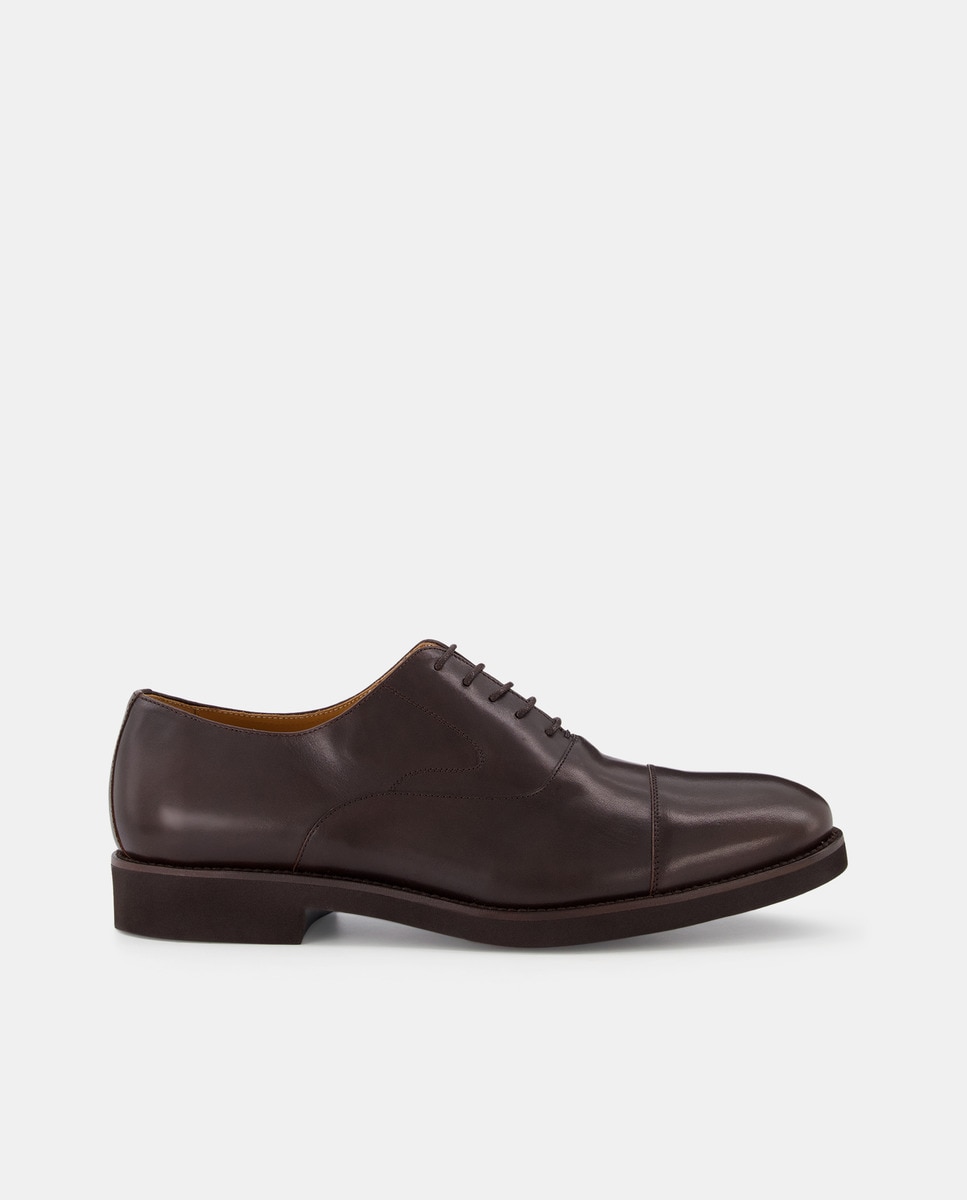 Мужские темно-коричневые туфли в английском стиле на шнуровке на светлой резиновой подошве Castellano, темно коричневый мужские черные кожаные туфли на шнуровке в английском стиле с прямым носком yanko черный
