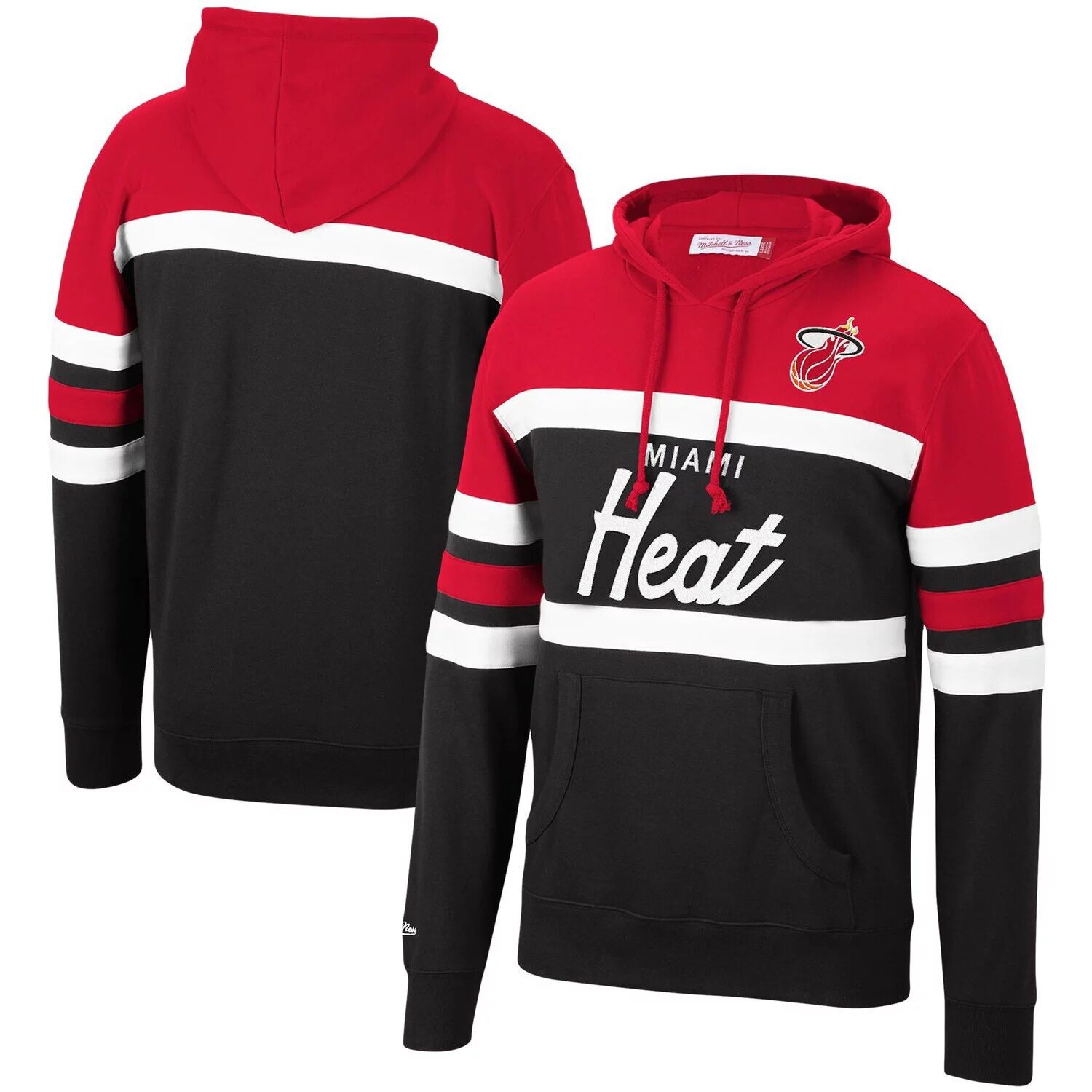 

Мужской пуловер с капюшоном Mitchell & Ness красный/черный Miami Heat Head Coach