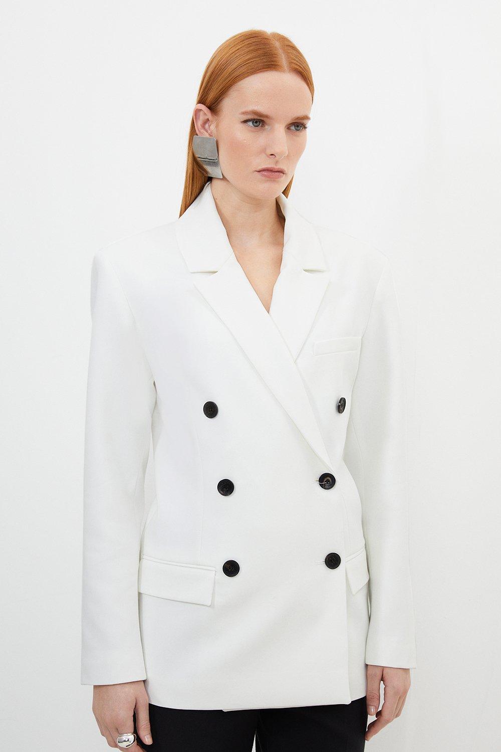 Двубортный пиджак чистого кроя Karen Millen, белый двубортный пиджак cyril tanya taylor цвет chalk
