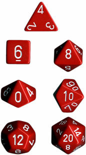 

Аксессуары Chessex Chessex Dice Set: Opaque Red w/White (7)