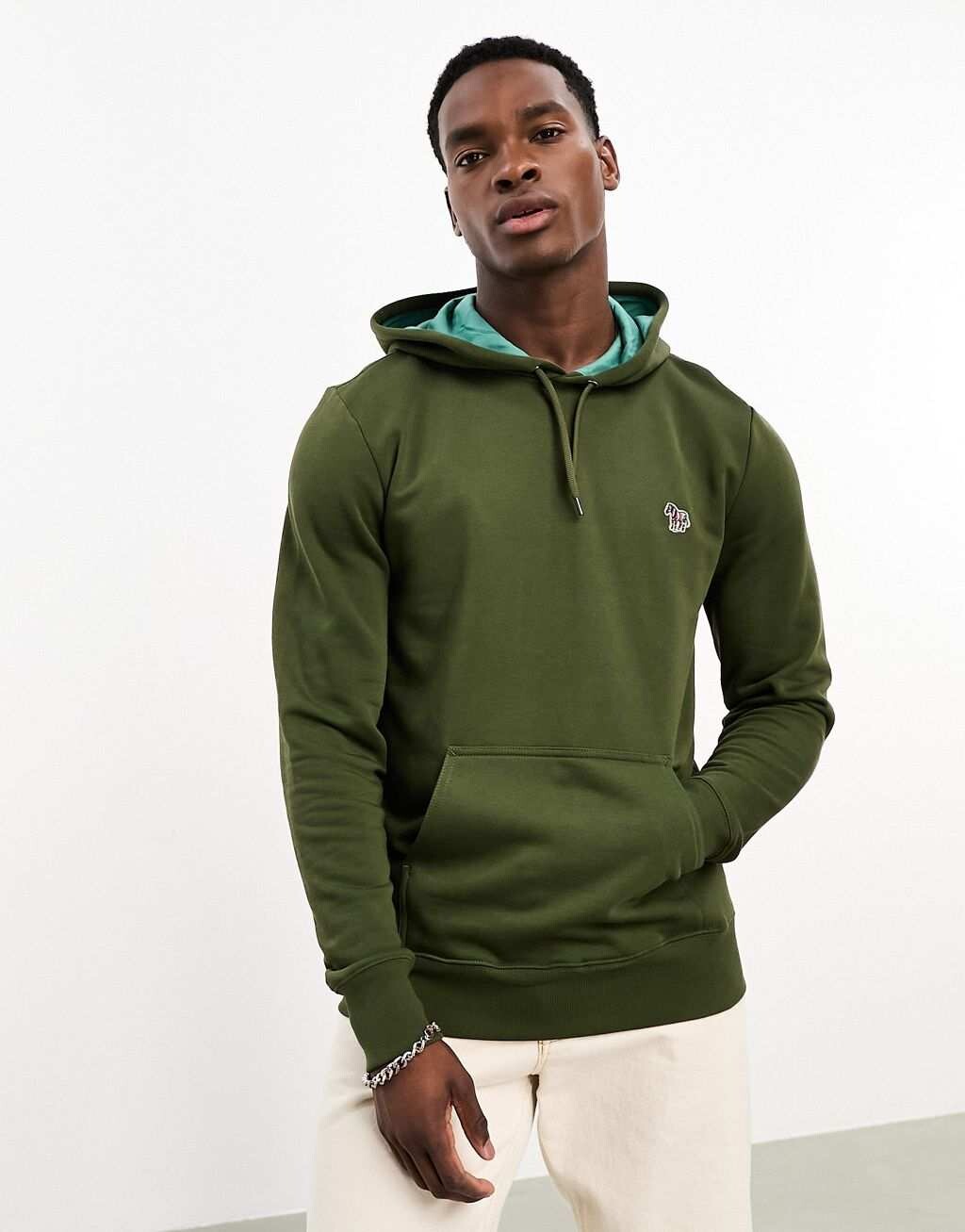 

Темно-зеленая худи с зебровым логотипом PS Paul Smith, Зеленый