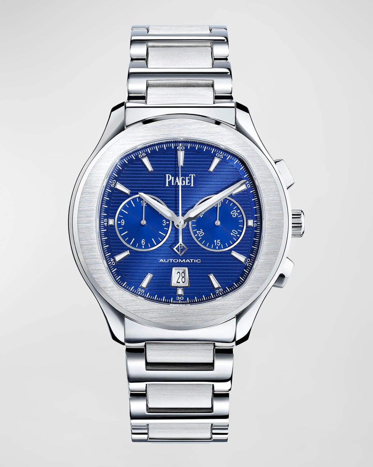 

Синие часы из нержавеющей стали с хронографом Piaget