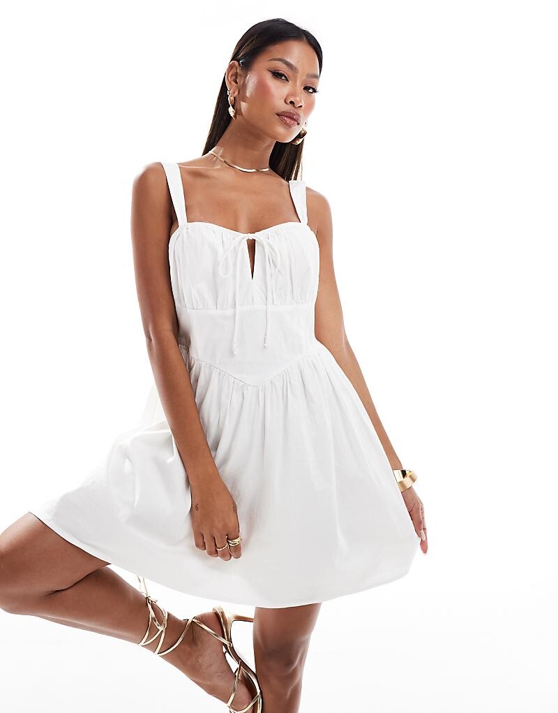 

River Island = мини-платье из поплина белого цвета =