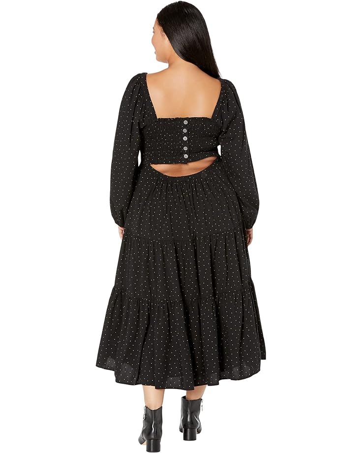 цена Платье Madewell Plus Lucie Tiered Midi Dress in Dot, реальный черный