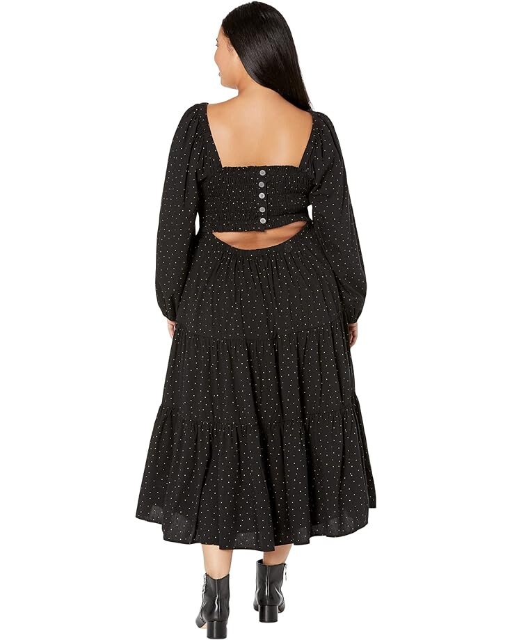 

Платье Madewell Plus Lucie Tiered Midi Dress in Dot, реальный черный