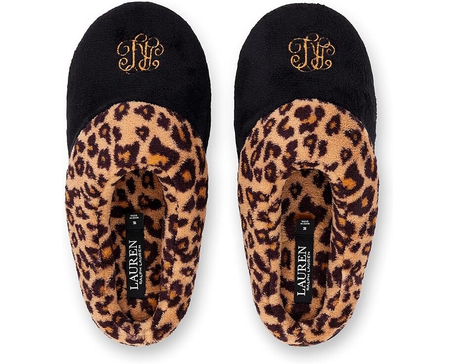 

Домашняя обувь LAUREN Ralph Lauren Embroidered Logo Slippers, черный