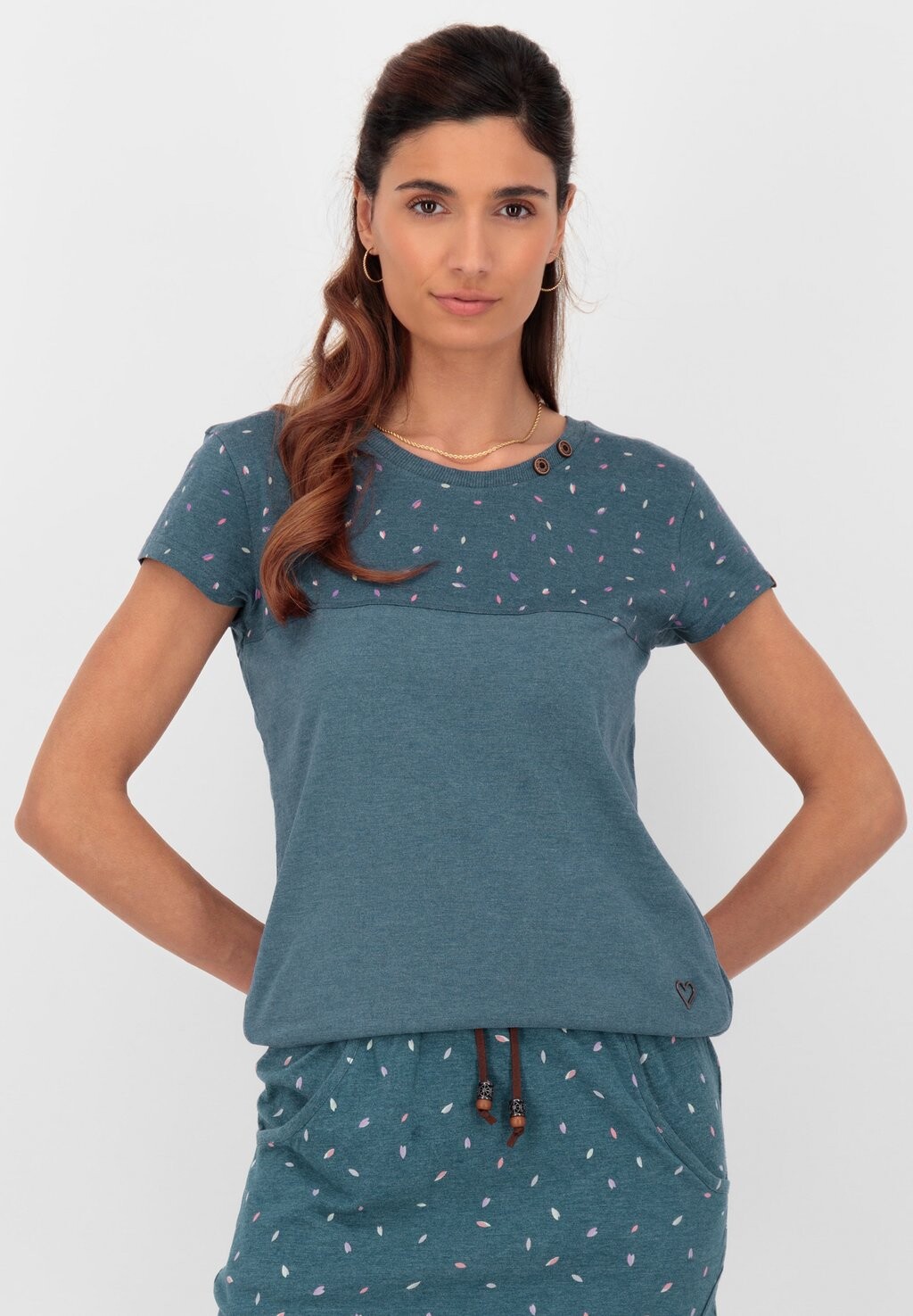 

Футболка с принтом CORA alife & kickin, цвет tidal teal melange
