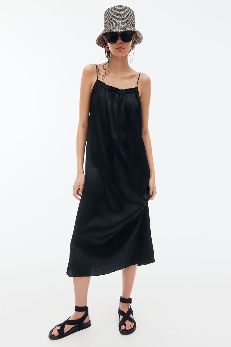 Атласное платье-комбинация H&M, черный