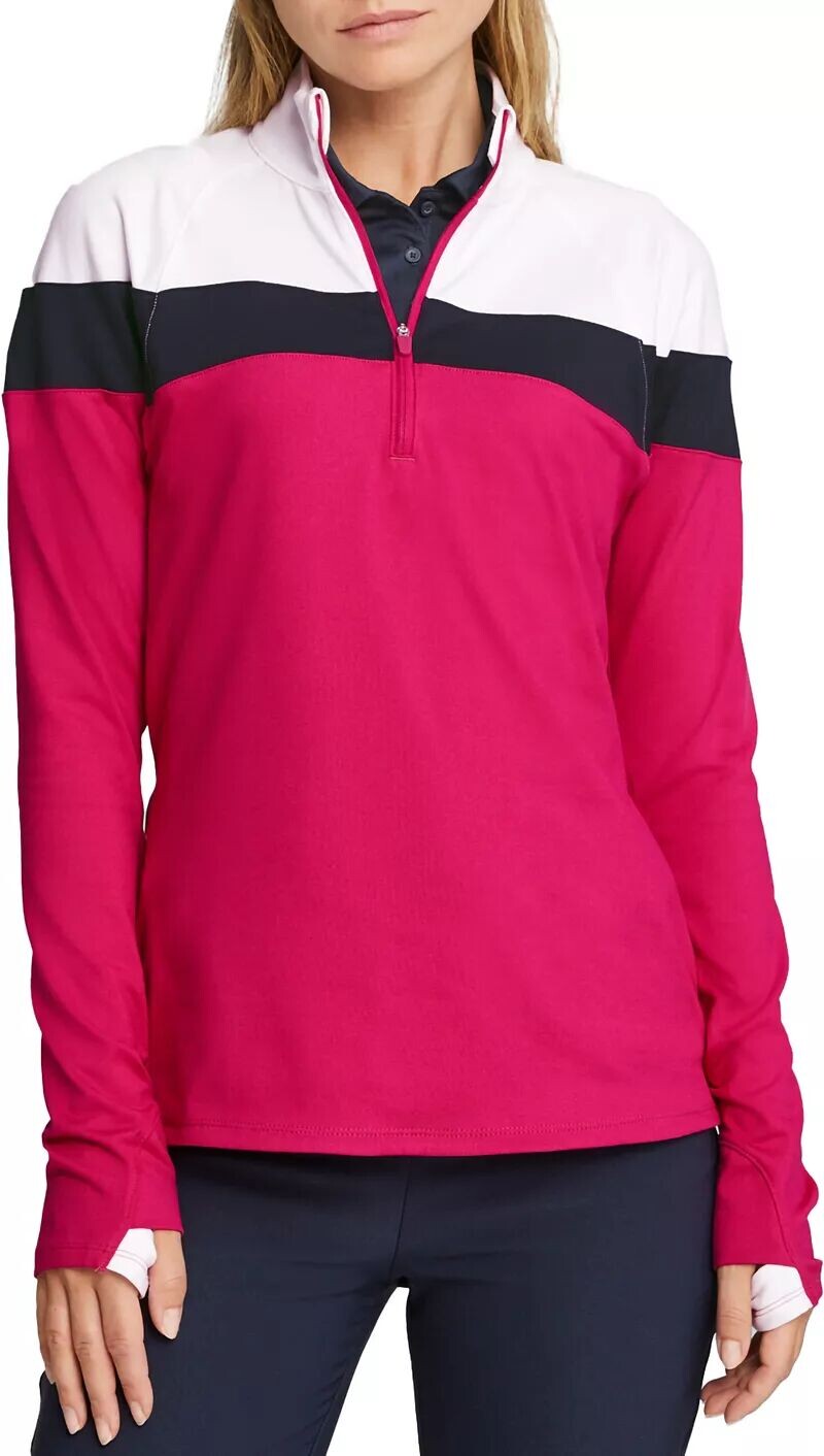 

Женская легкая футболка для гольфа Puma с длинным рукавом и молнией 1/4