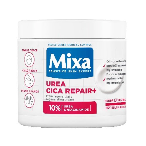 Восстанавливающий крем для лица, рук и тела, 400мл Mixa, Urea Cica Repair+