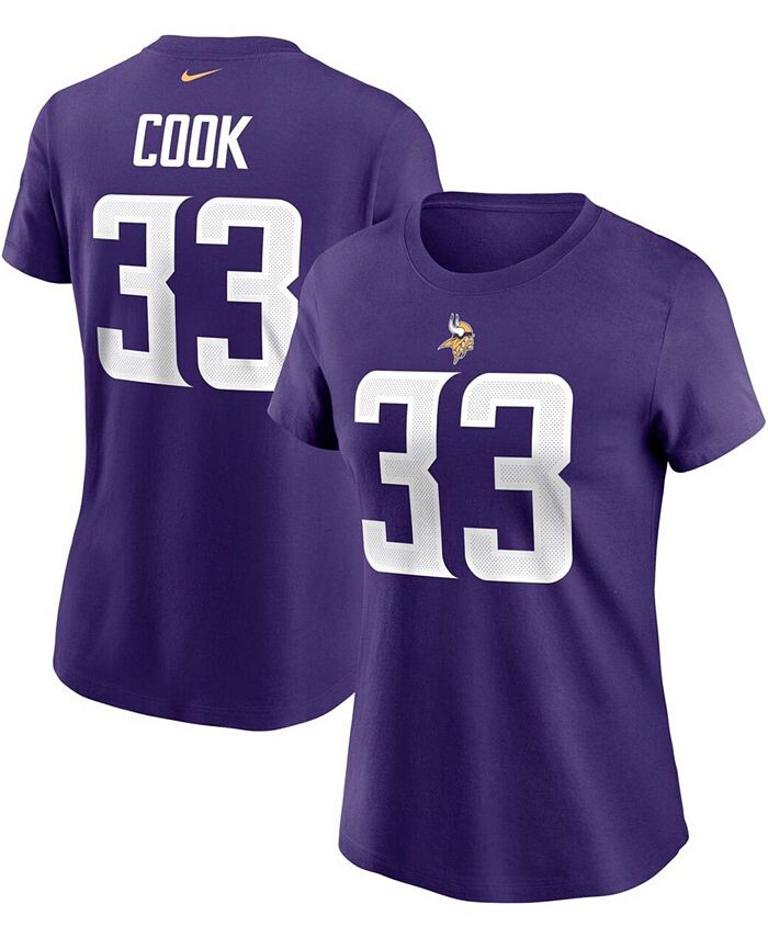 

Фиолетовая женская футболка Dalvin Cook Minnesota Vikings с именем и номером Nike, фиолетовый