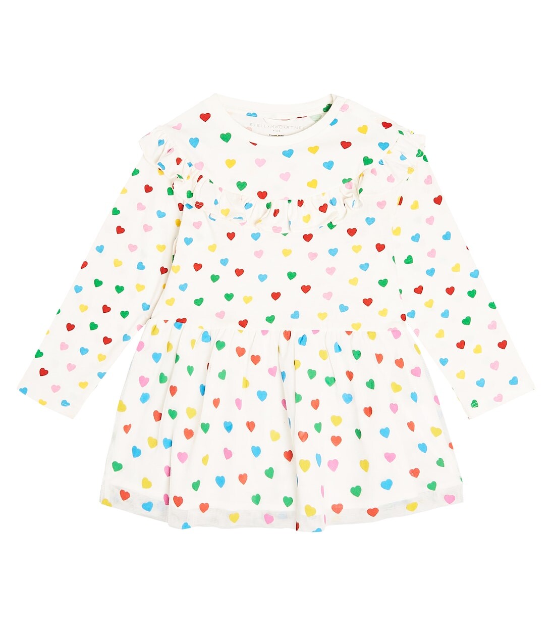 

Платье из хлопкового джерси с детским принтом Stella Mccartney Kids, мультиколор
