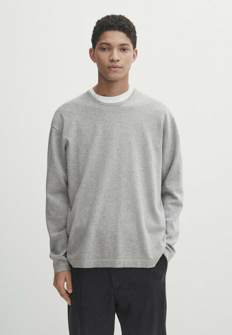 Вязаный свитер CREW NECK Massimo Dutti, цвет grey