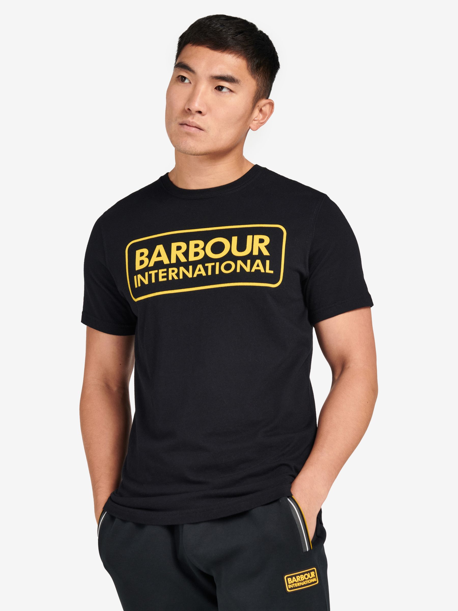 Хлопковая футболка с круглым вырезом International Barbour, черный