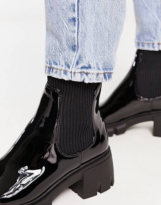 

Черные лакированные ботинки на среднем каблуке Steve Madden Hutch, Черный