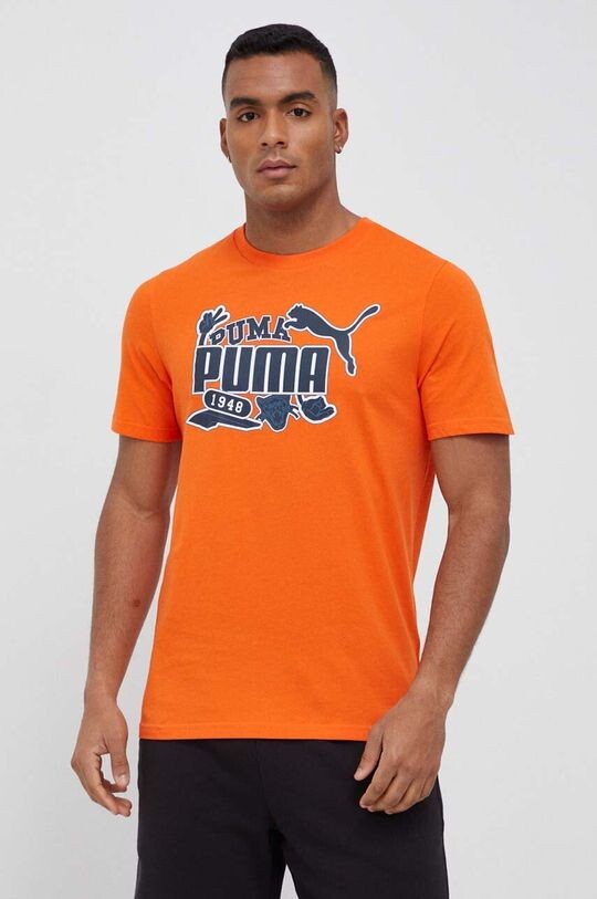 

Хлопковая футболка Puma, оранжевый