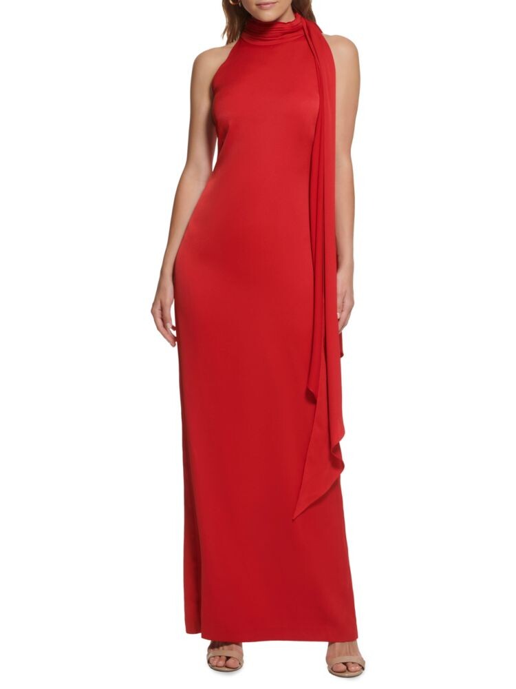 

Атласное платье-колонна с высоким воротником Vince Camuto, красный