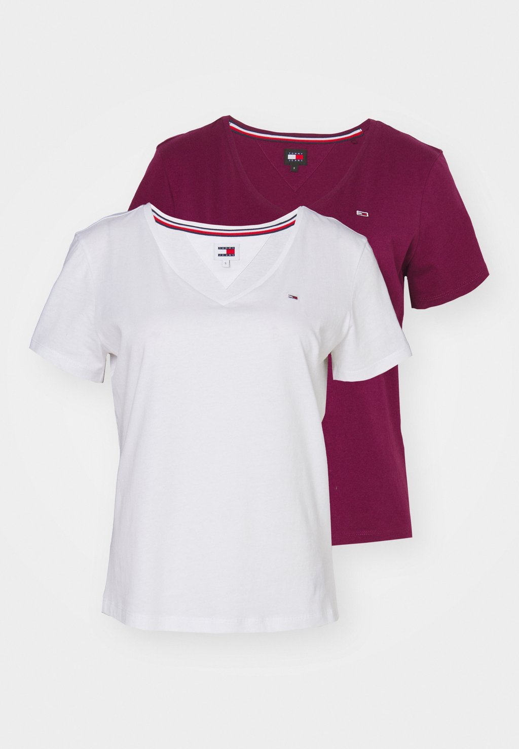 

Базовая футболка Slim Soft V Neck Tee 2 Pack Tommy Hilfiger, белый/долиный виноградный