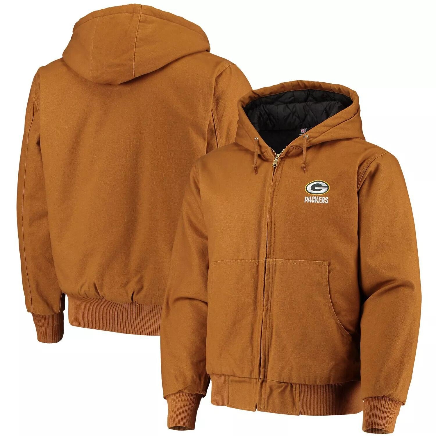 

Мужская куртка Dunbrooke Tan Green Bay Packers Dakota из хлопковой парусины с капюшоном